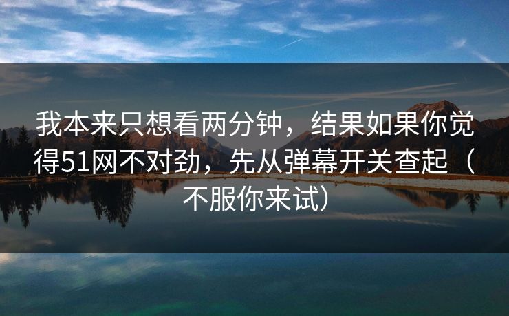我本来只想看两分钟，结果如果你觉得51网不对劲，先从弹幕开关查起（不服你来试）